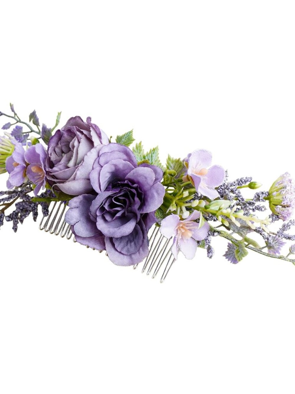 Purple Flower Hair Comb - Handmade Wedding Floral Combs Bridal Comb for Hair for